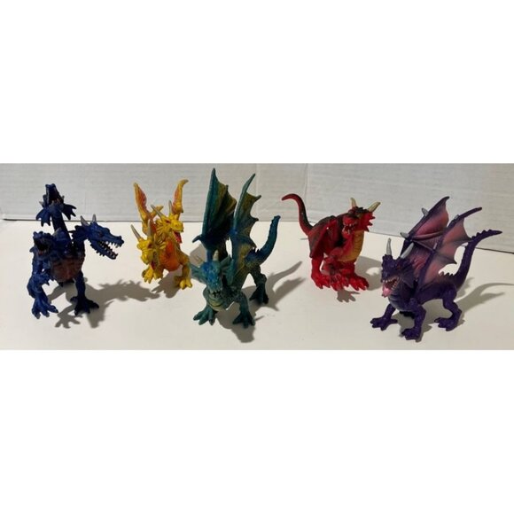 5 Vintage 1980’s & 1990's PVC Hydra Two & Three-Headed Mythical Dragon‎ Figures - Picture 7 of 7